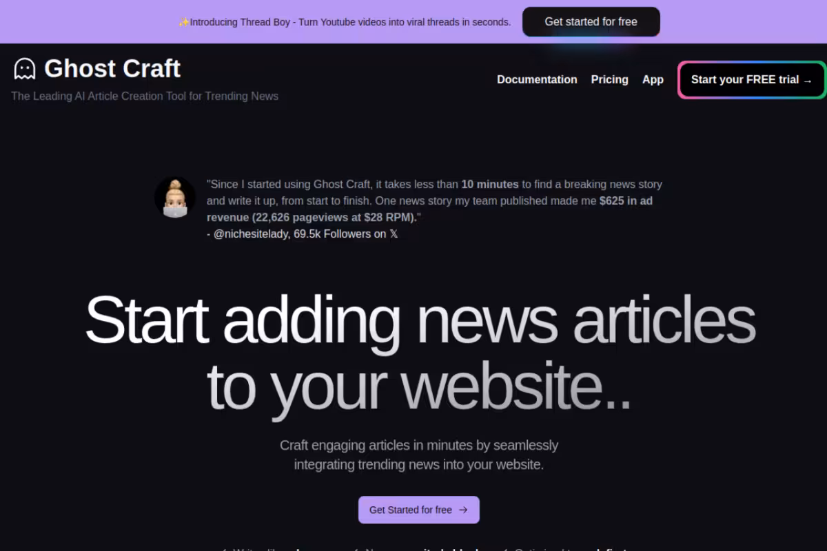 Ghost Craft AI homepage screenshot
