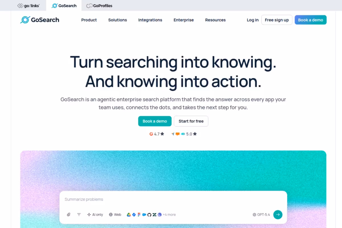 GoSearch homepage screenshot