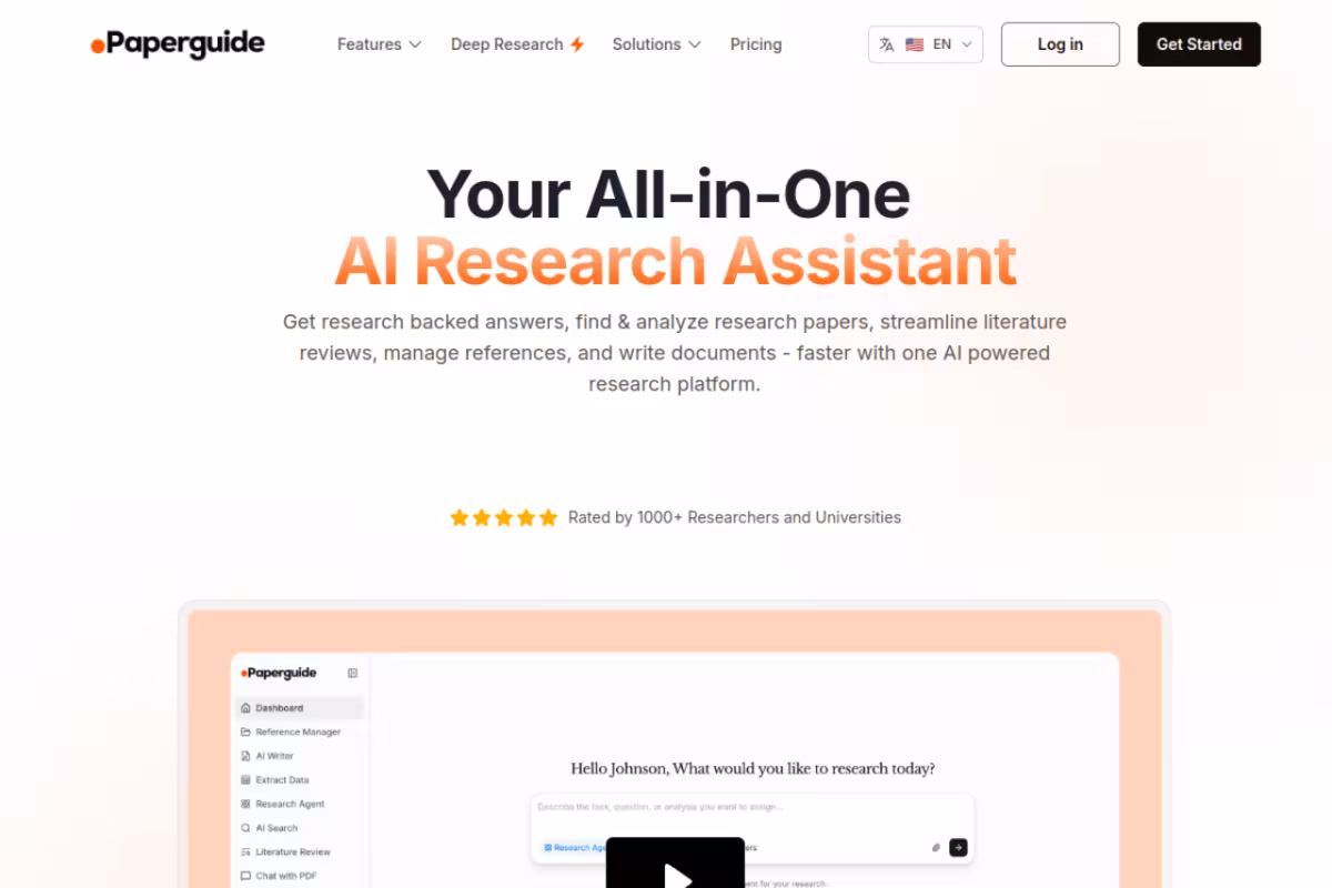 Paperguide homepage screenshot