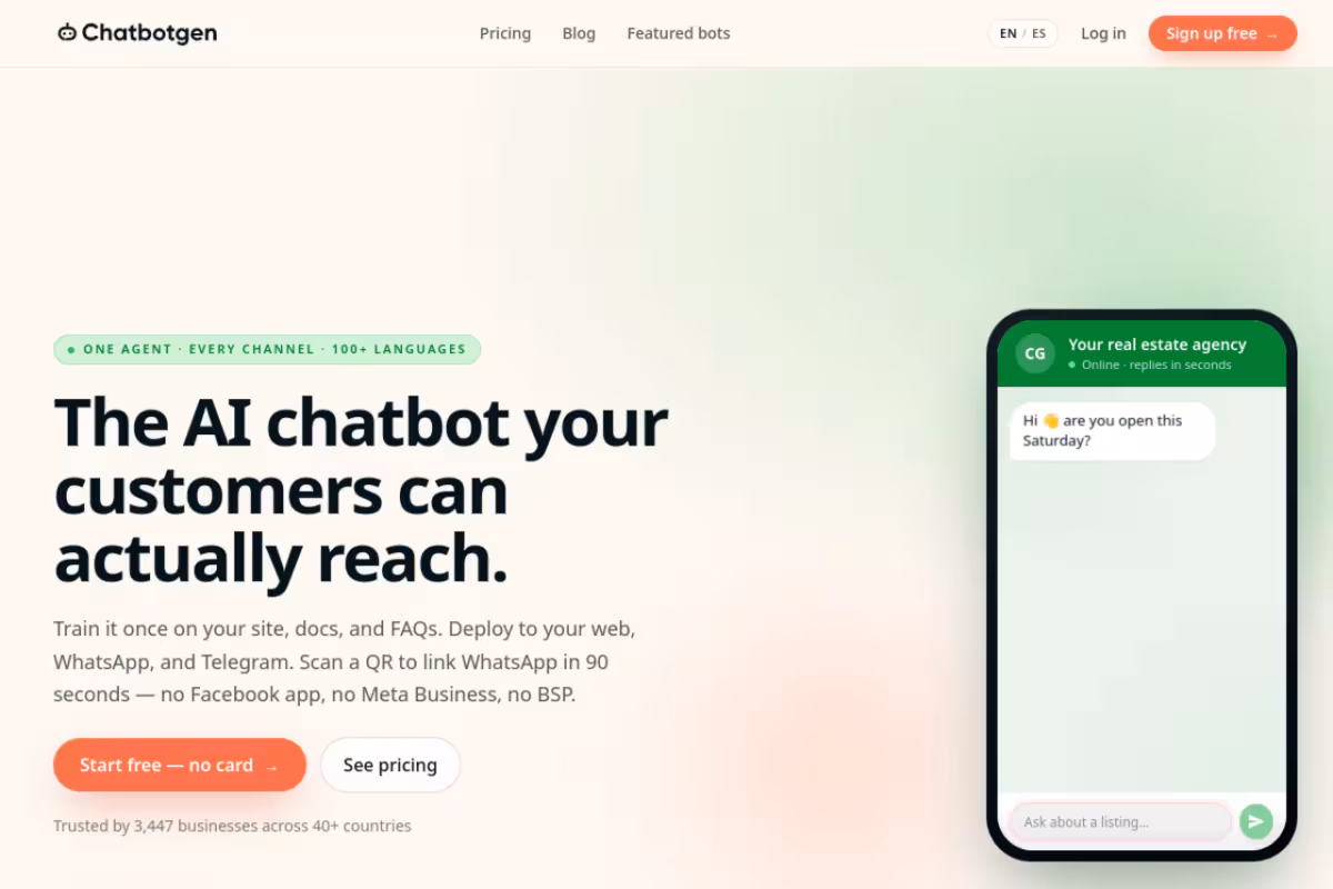ChatbotGen homepage screenshot
