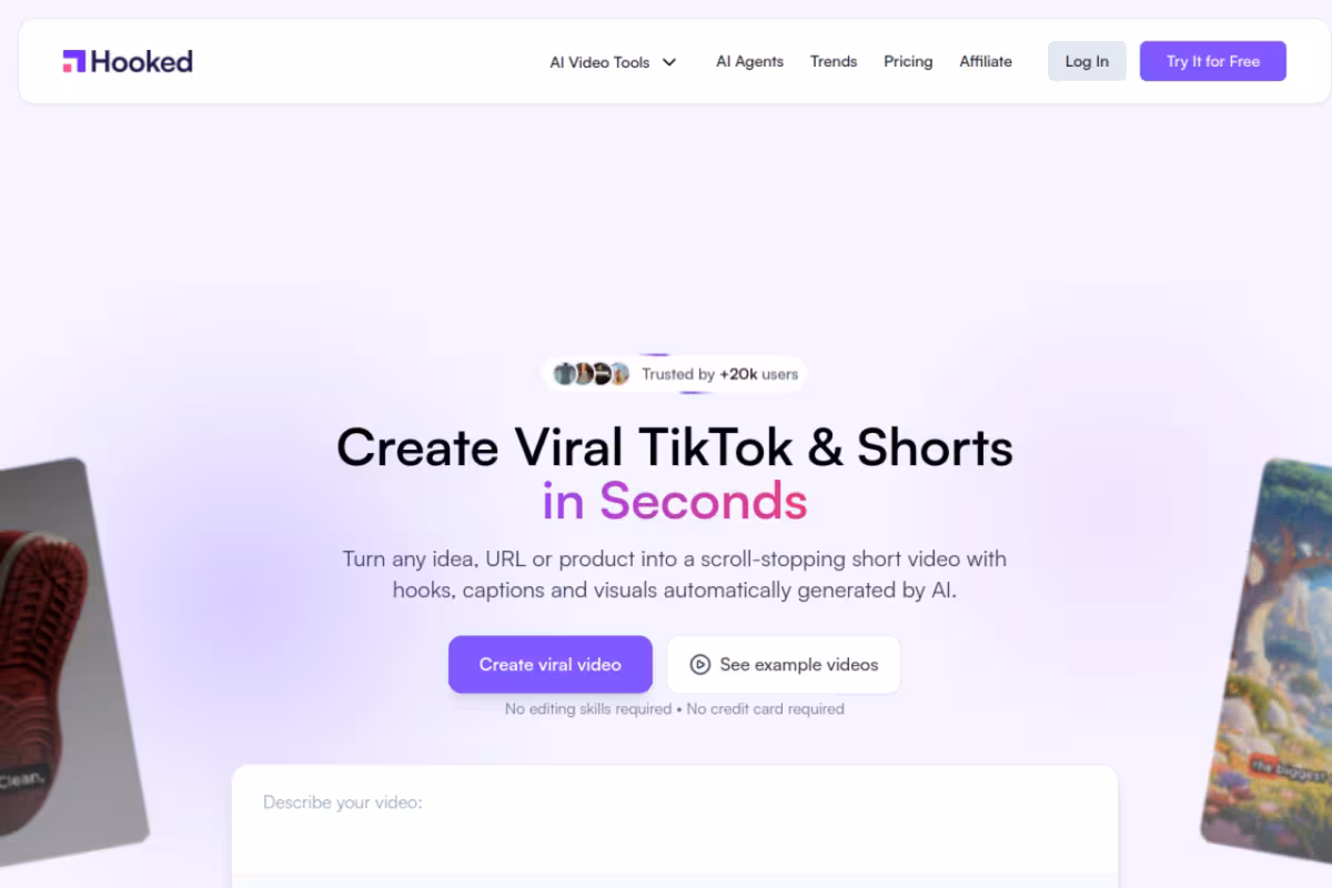Hooked homepage screenshot