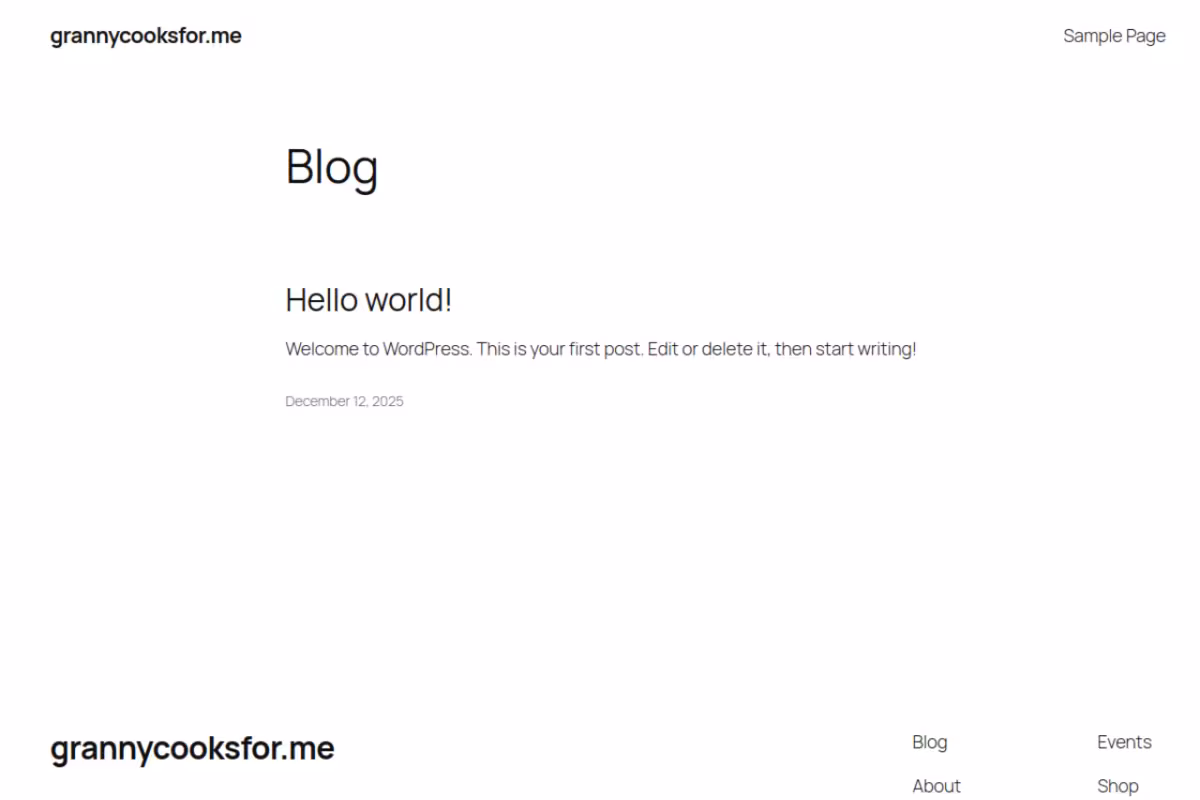 grannycooksfor.me homepage screenshot