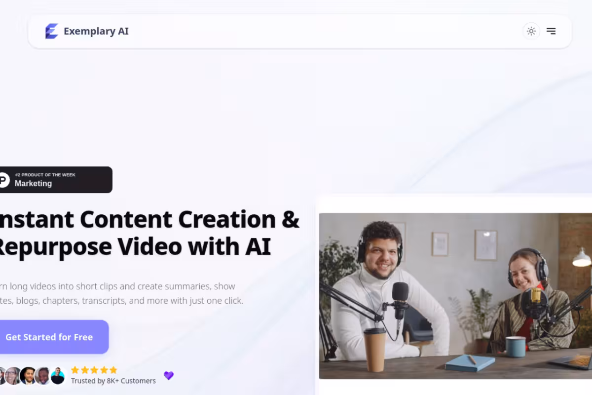 Exemplary AI homepage screenshot