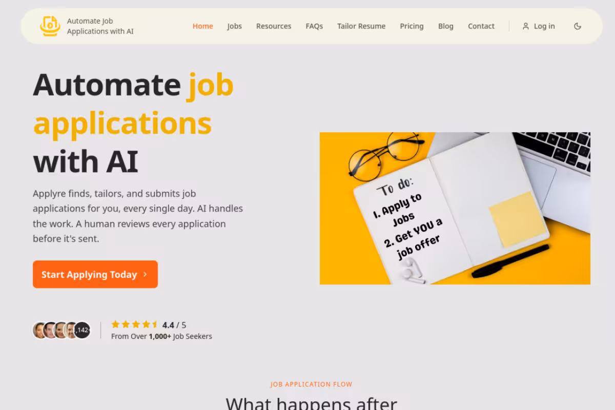 Applyre homepage screenshot