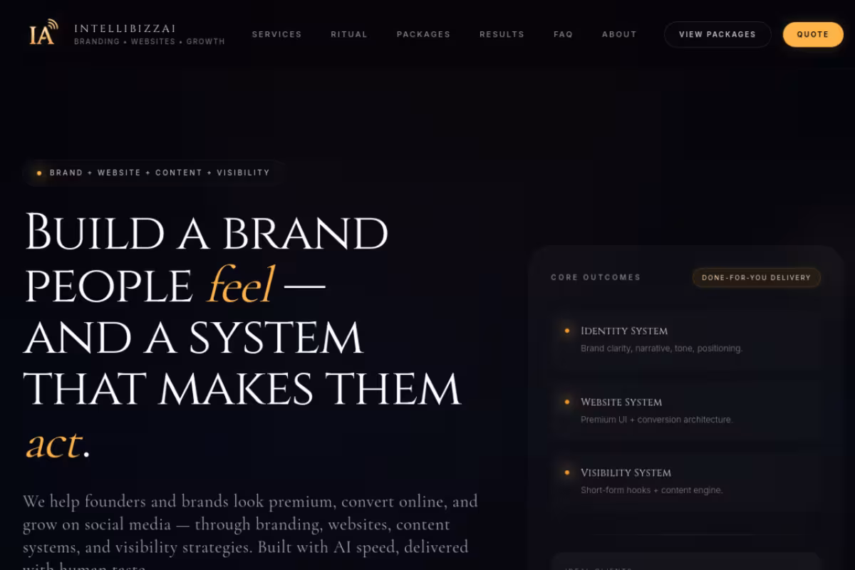 IntellibizzAI homepage screenshot
