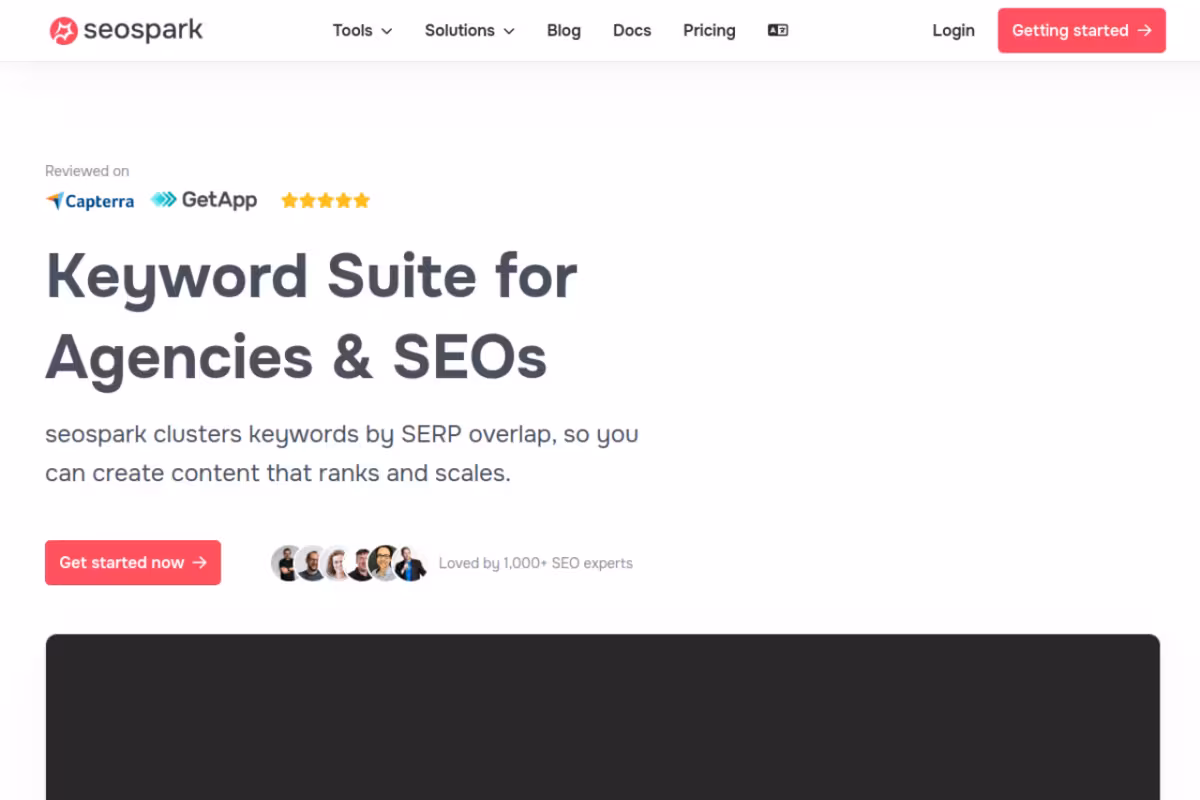 seospark.io homepage screenshot