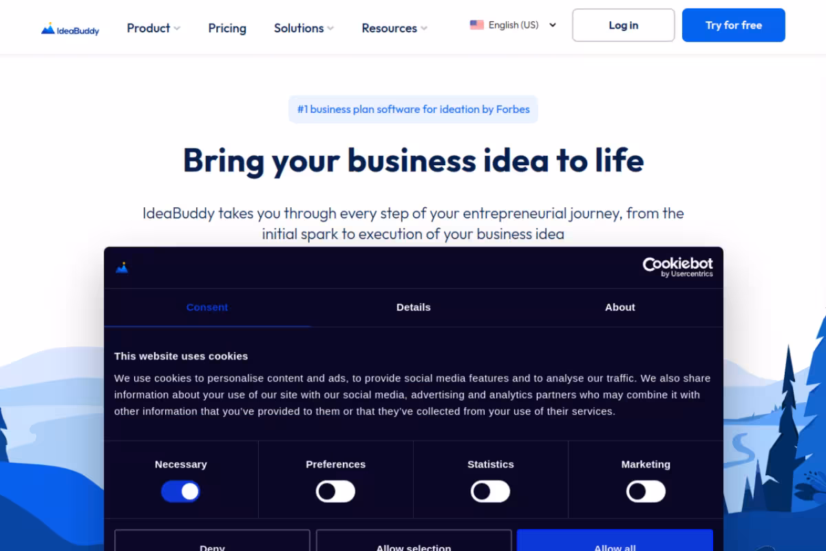 Ideabuddy homepage screenshot
