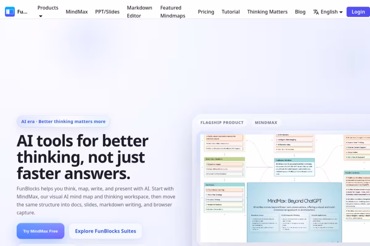 FunBlocks AIFlow homepage screenshot