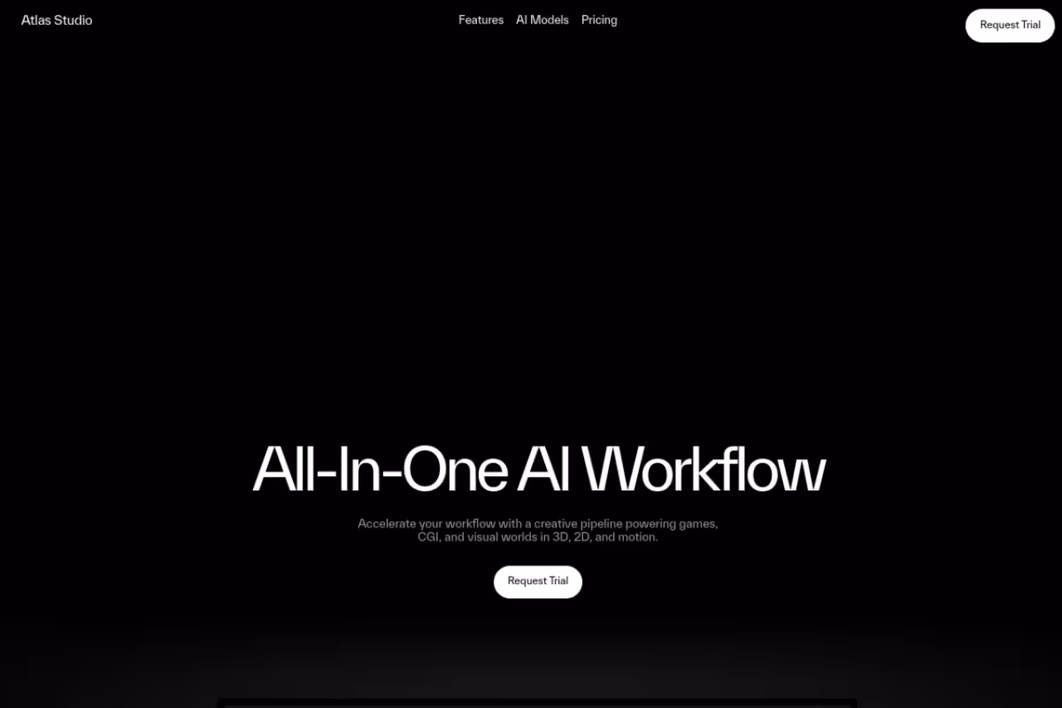 Atlas AI Studio homepage screenshot