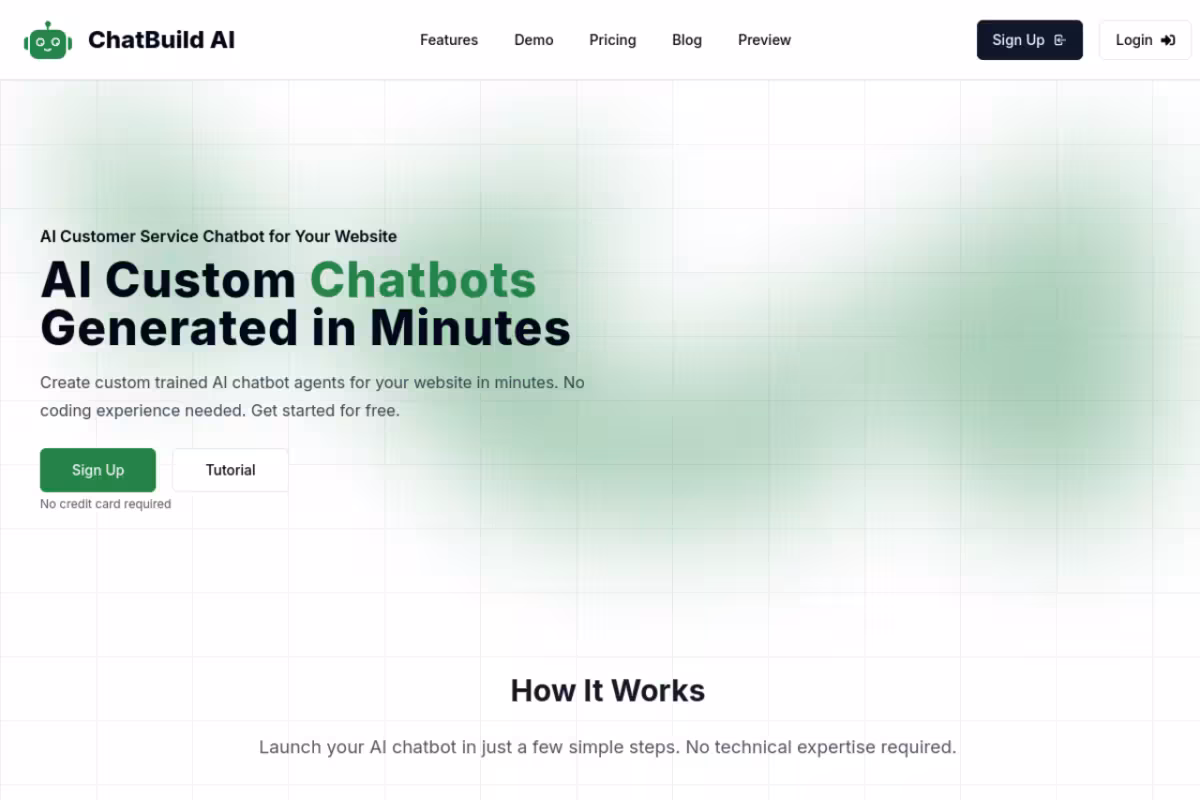 ChatBuild Ai homepage screenshot