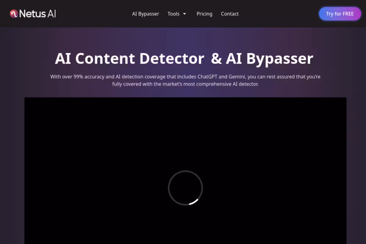 Netus AI Bypasser homepage screenshot