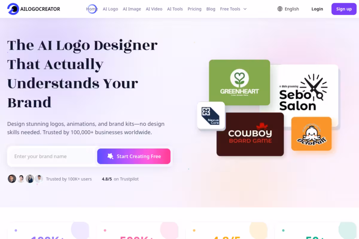 AILogoCreator for Brands homepage screenshot