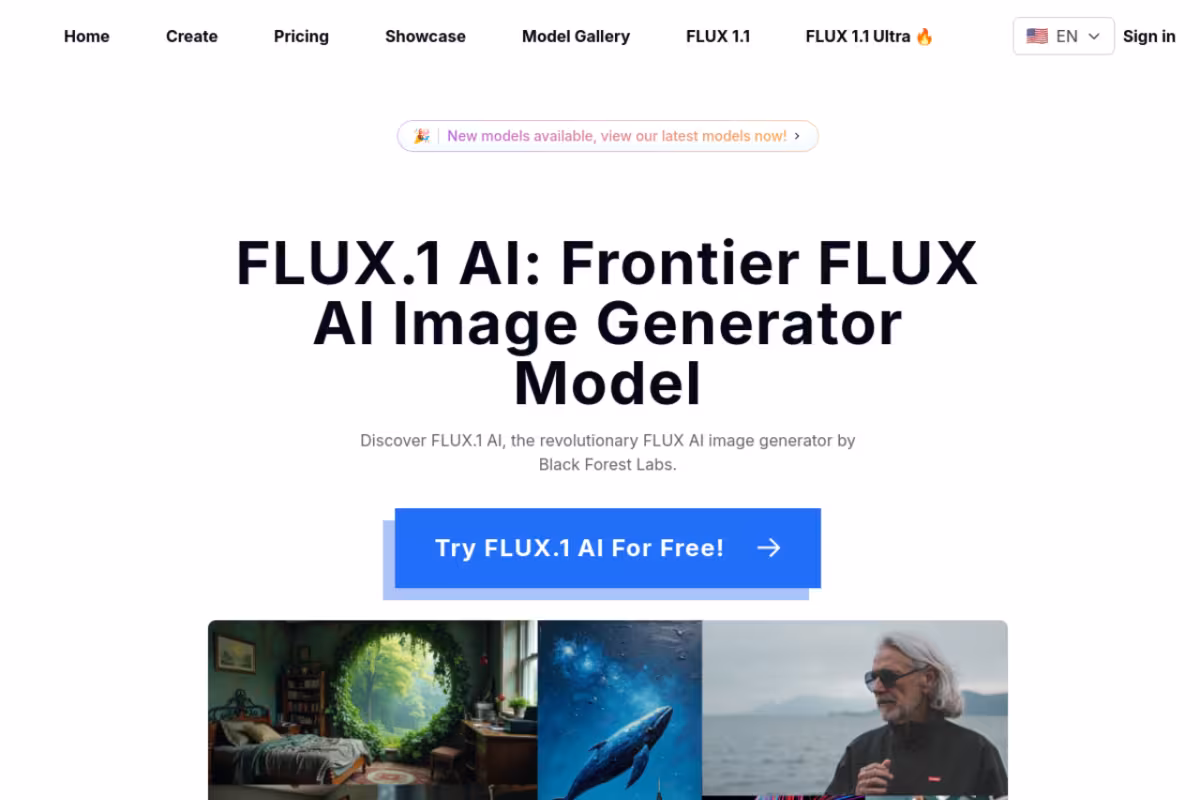 FLUX.1 AI homepage screenshot