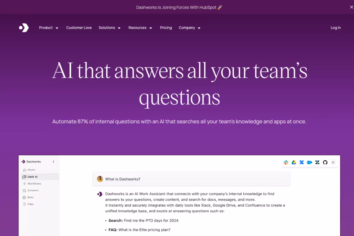 Dashworks homepage screenshot
