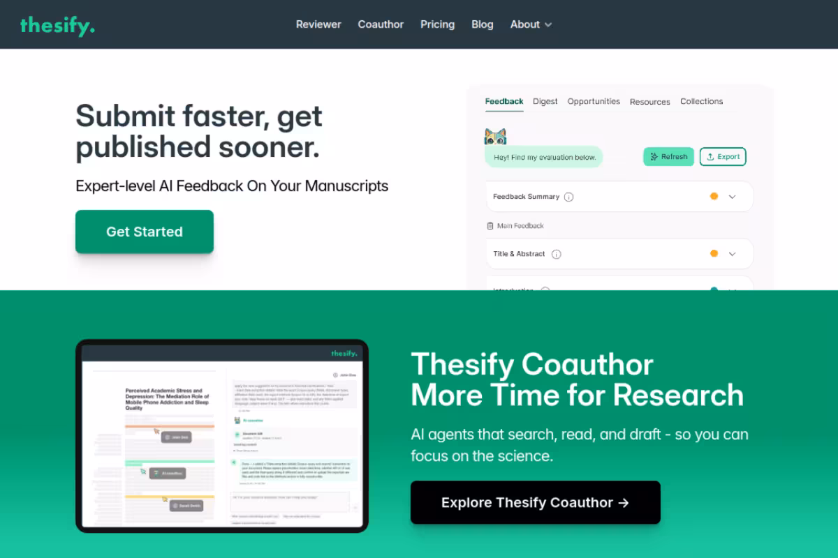 Thesify homepage screenshot