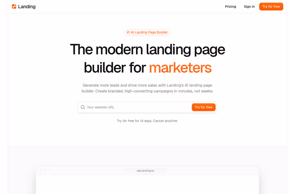 Landing.so homepage screenshot