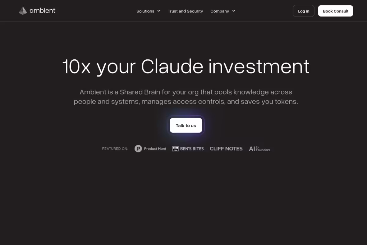 Ambient homepage screenshot