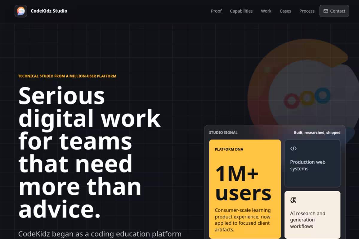Codekidz homepage screenshot