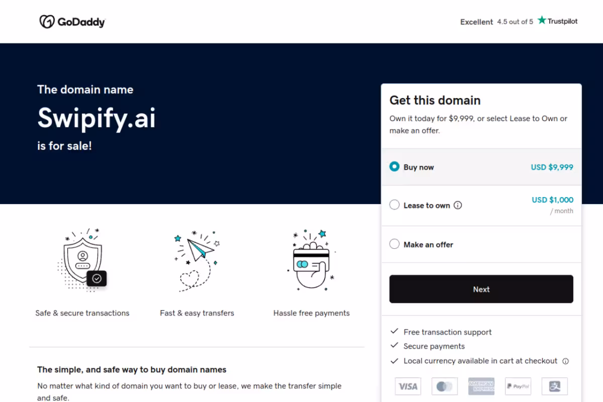 Swipify homepage screenshot