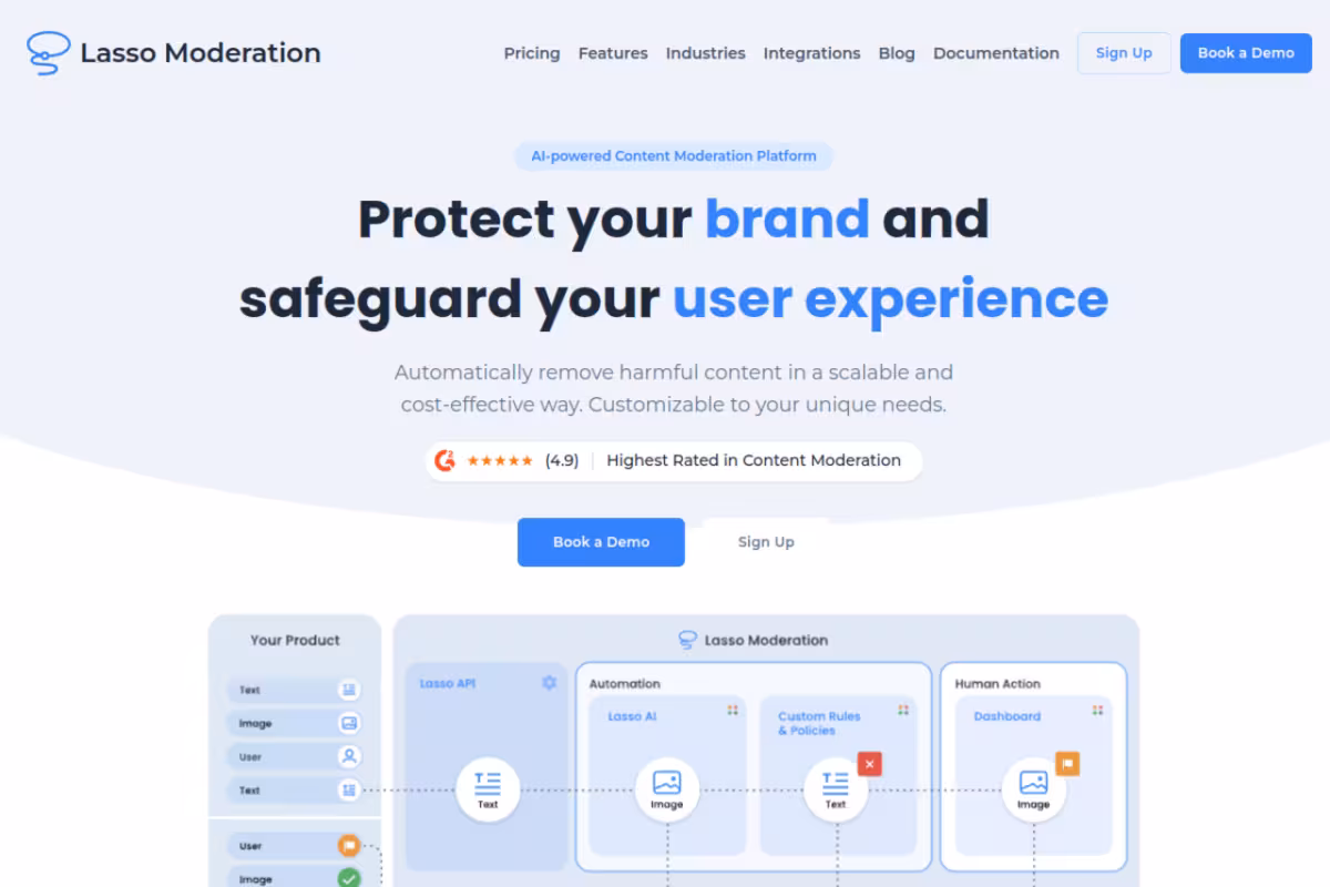 Lasso Moderation homepage screenshot
