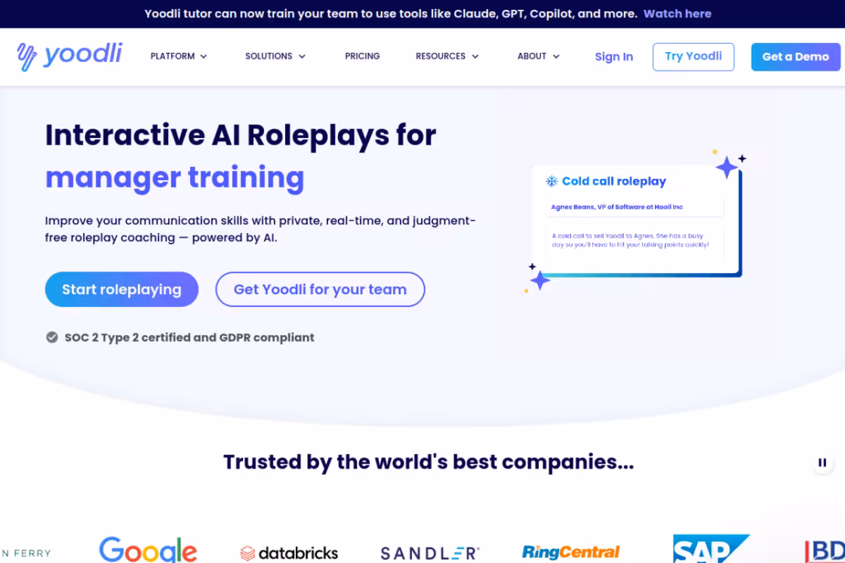 Yoodli homepage screenshot