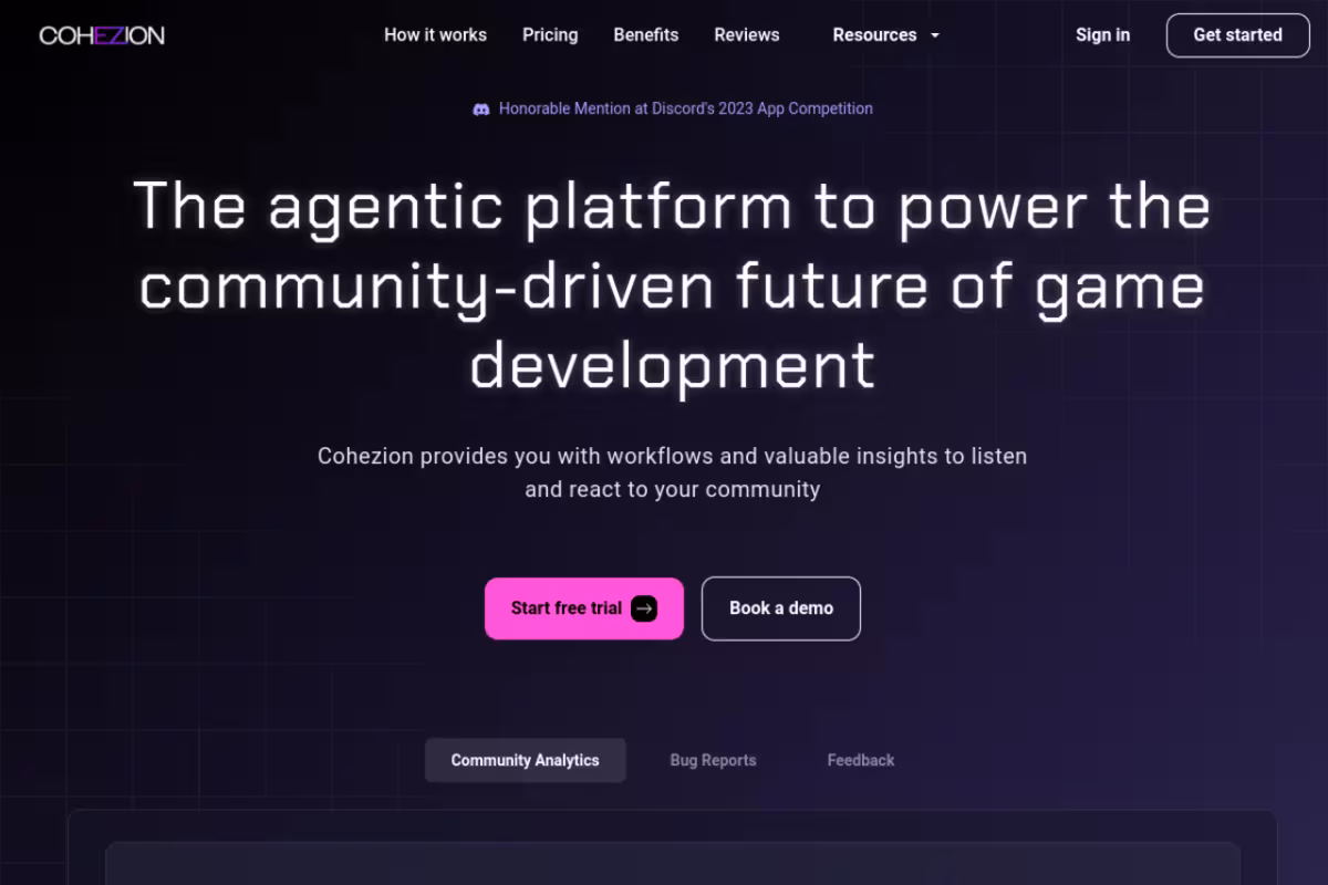 Cohezion.ai homepage screenshot