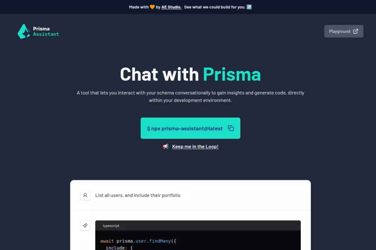 Prisma Assistant homepage screenshot