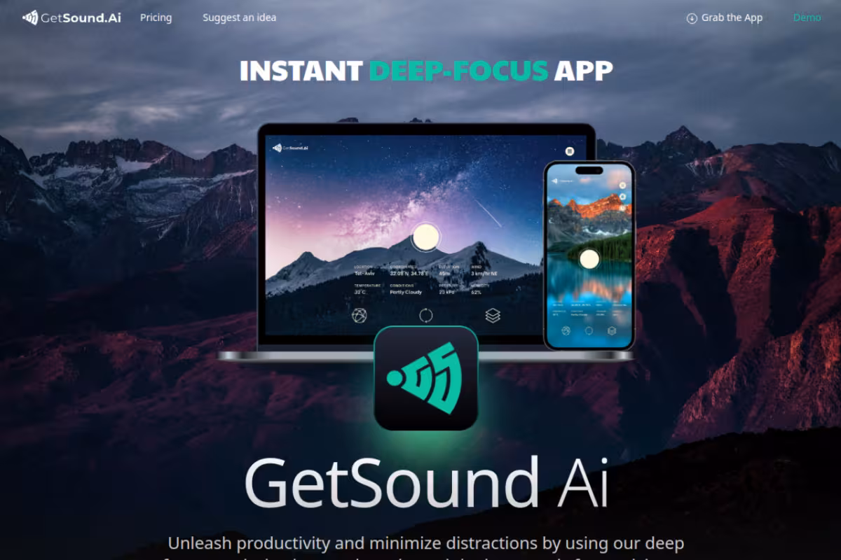 GetSound Ai homepage screenshot