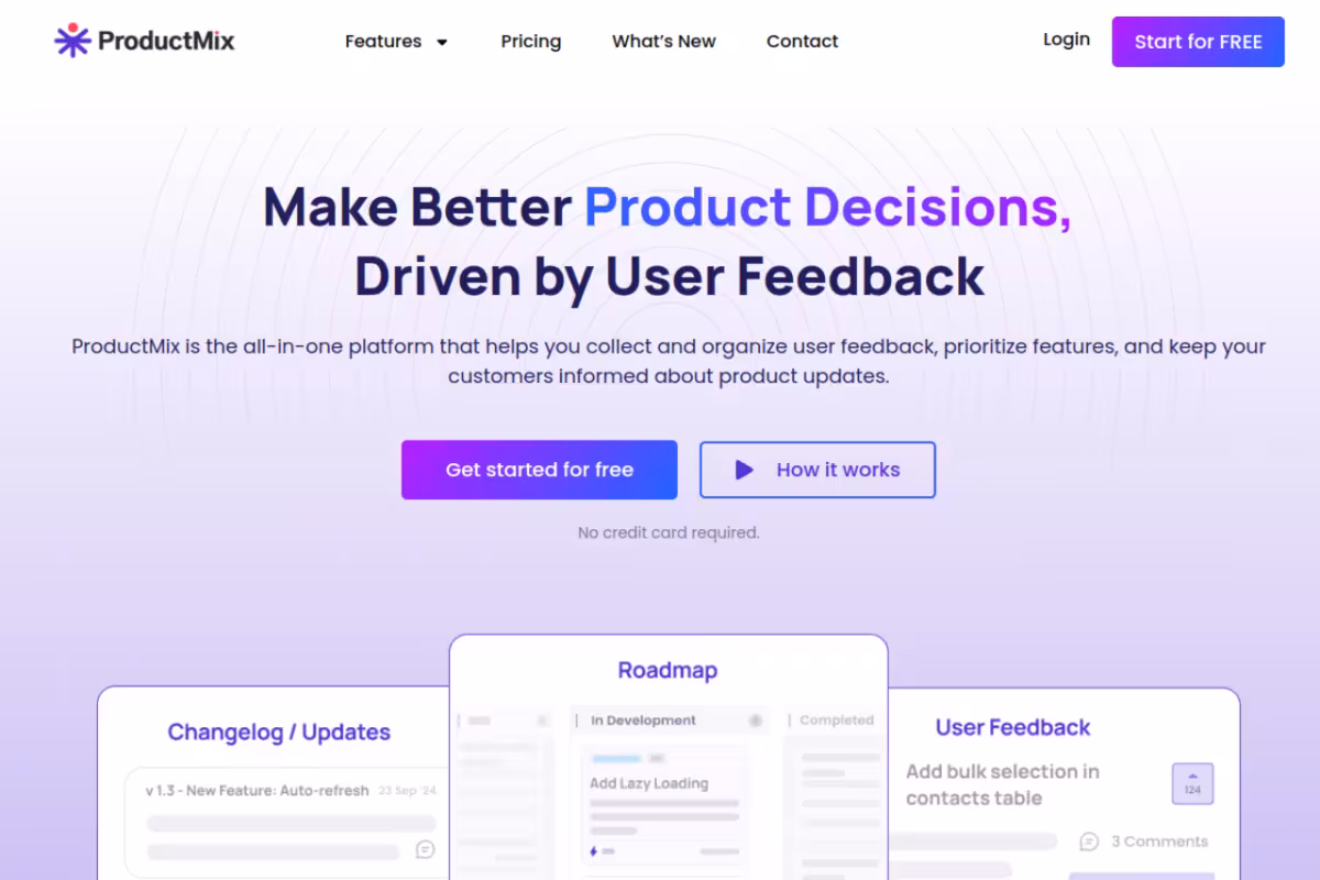 ProductMix homepage screenshot