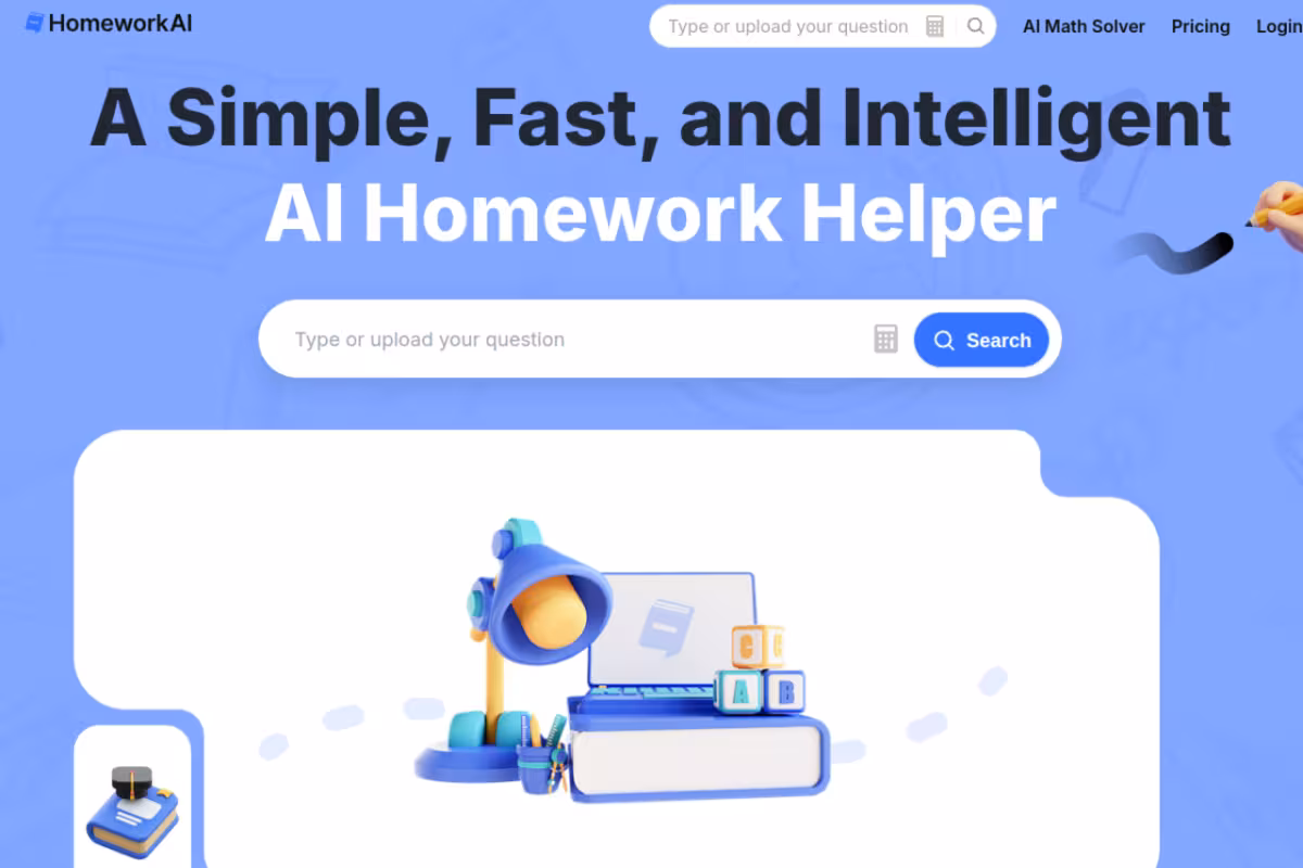Homework AI homepage screenshot