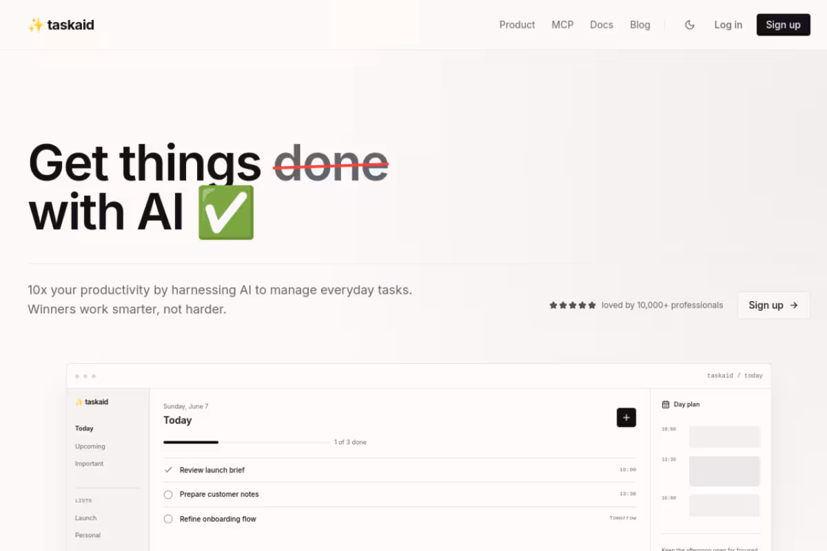 Taskaid AI homepage screenshot
