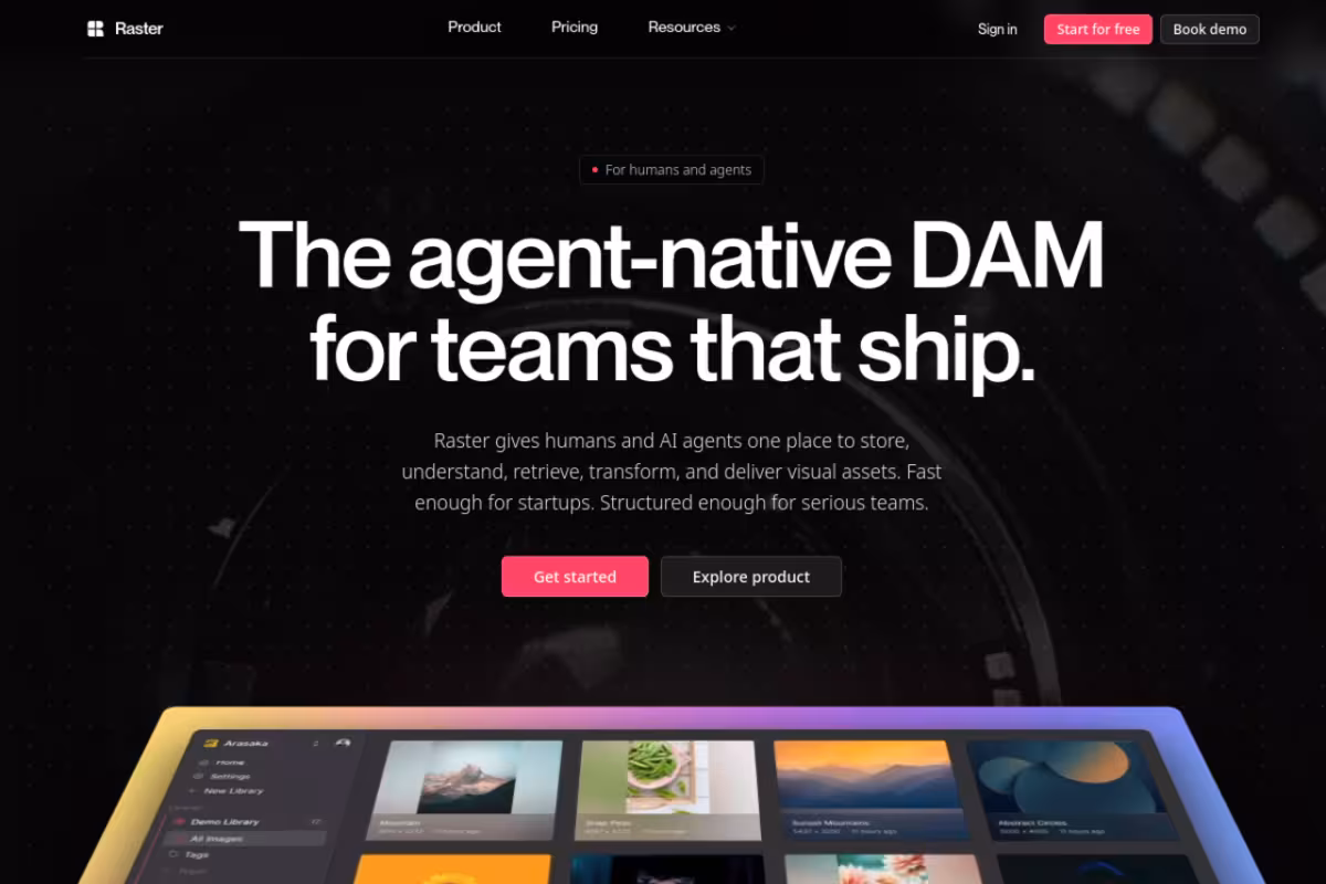 Raster homepage screenshot