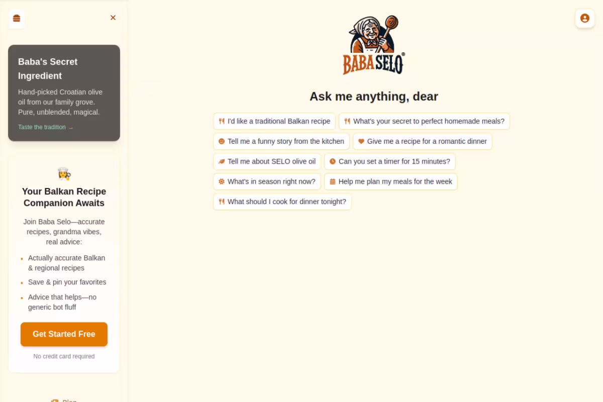 Baba Selo homepage screenshot