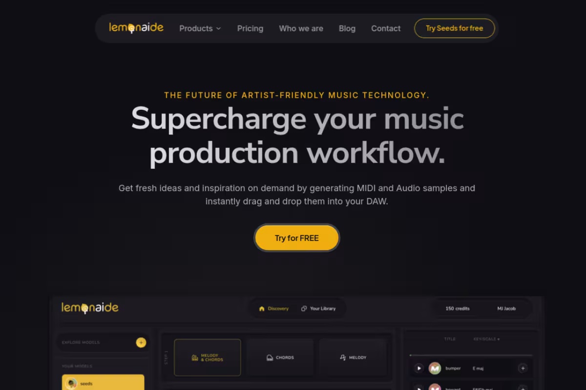 Lemonaid Music homepage screenshot