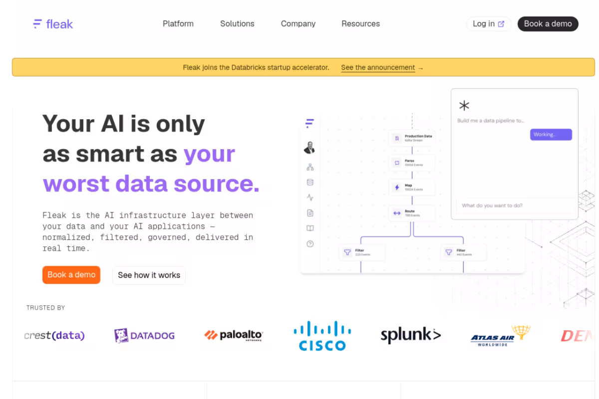 Fleak homepage screenshot