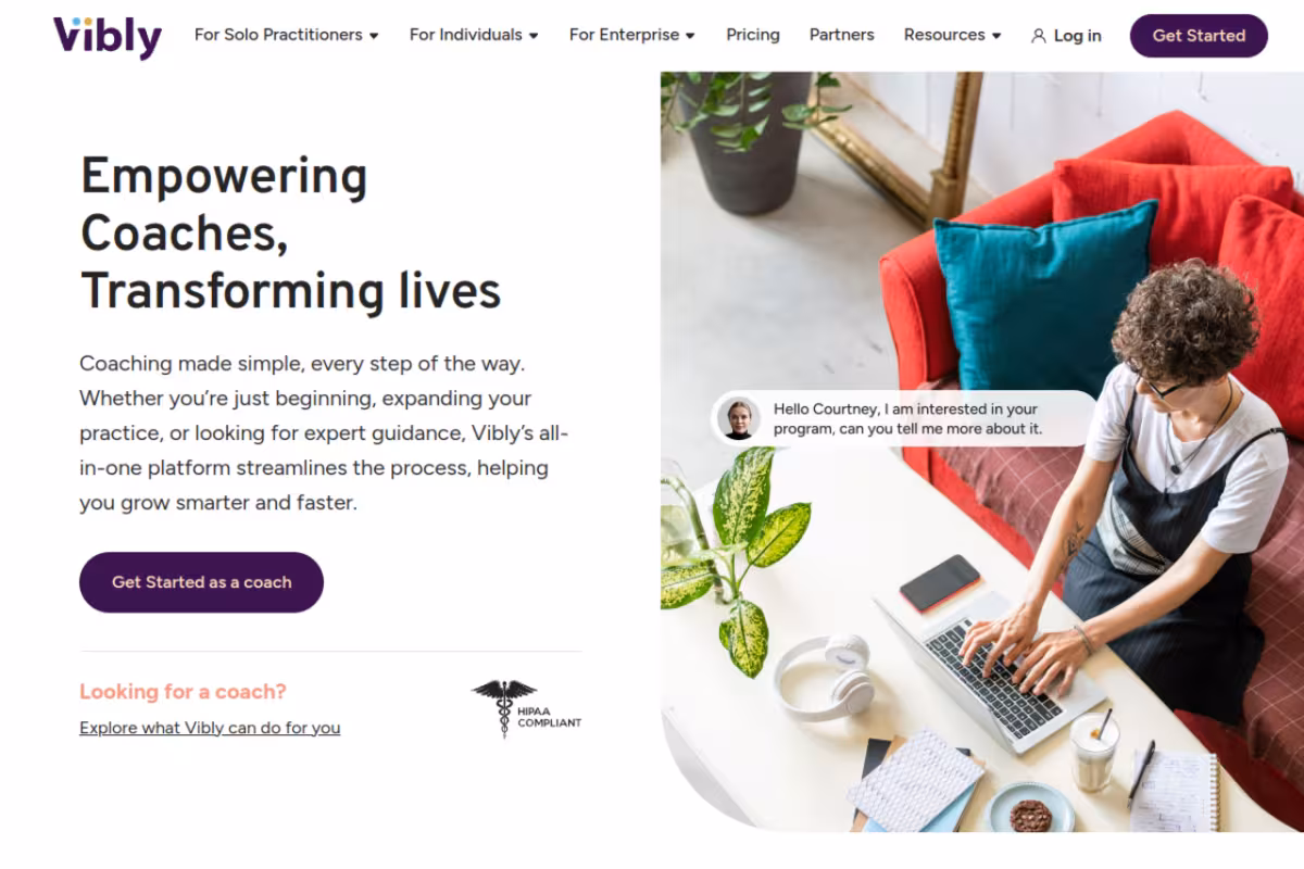 Vibly homepage screenshot
