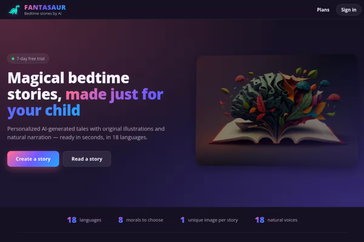Fantasaur homepage screenshot