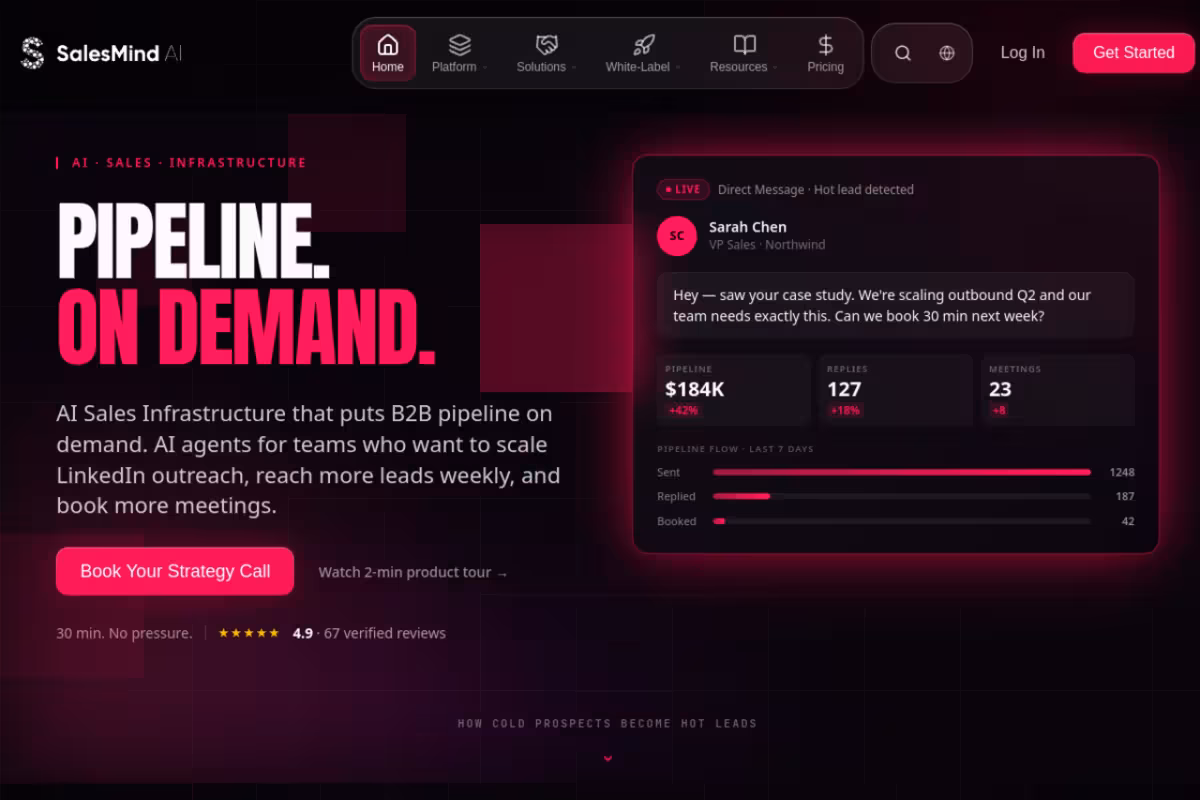 SalesMind AI homepage screenshot