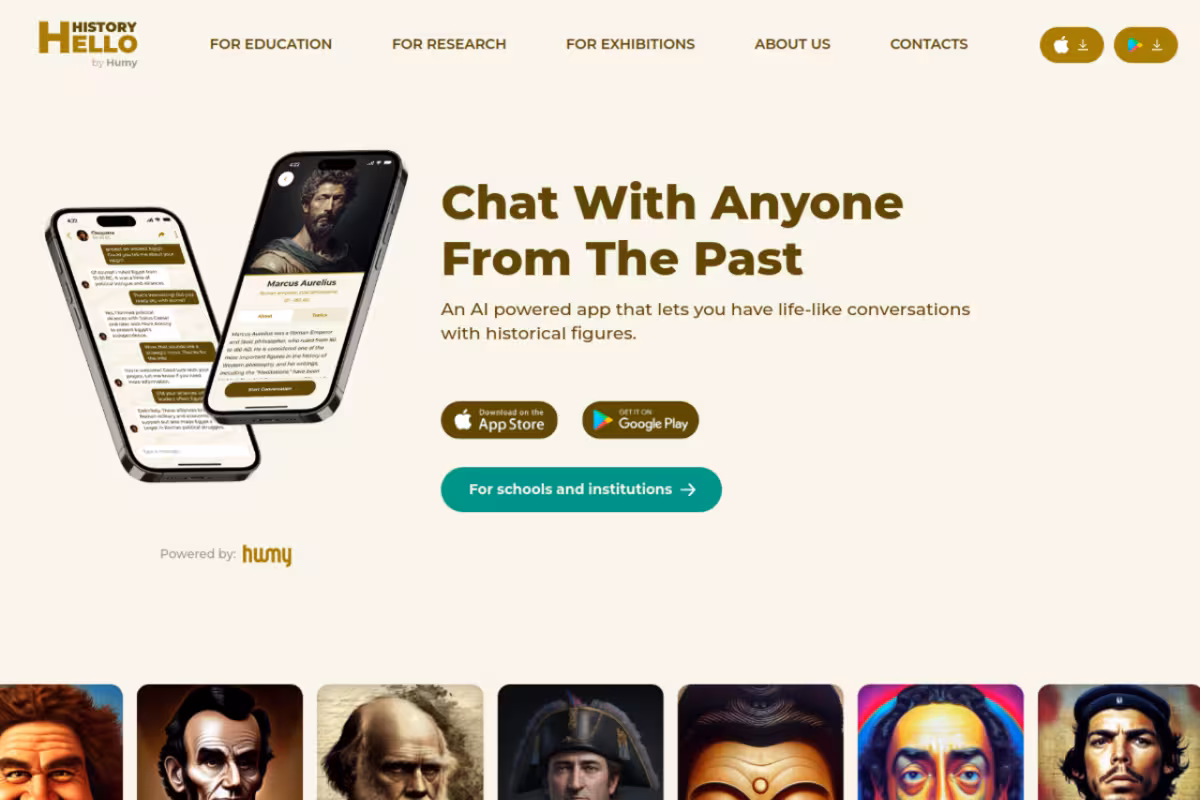 Hello History homepage screenshot