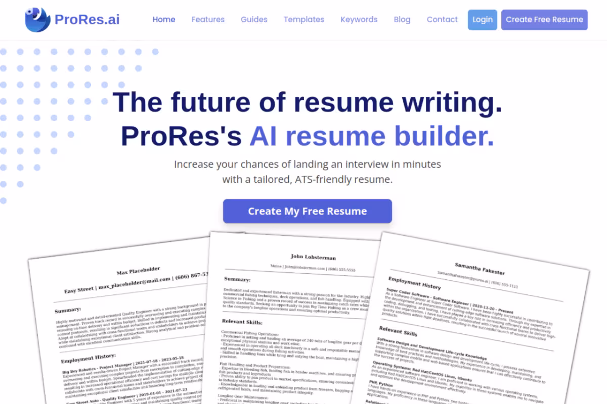 ProRes homepage screenshot