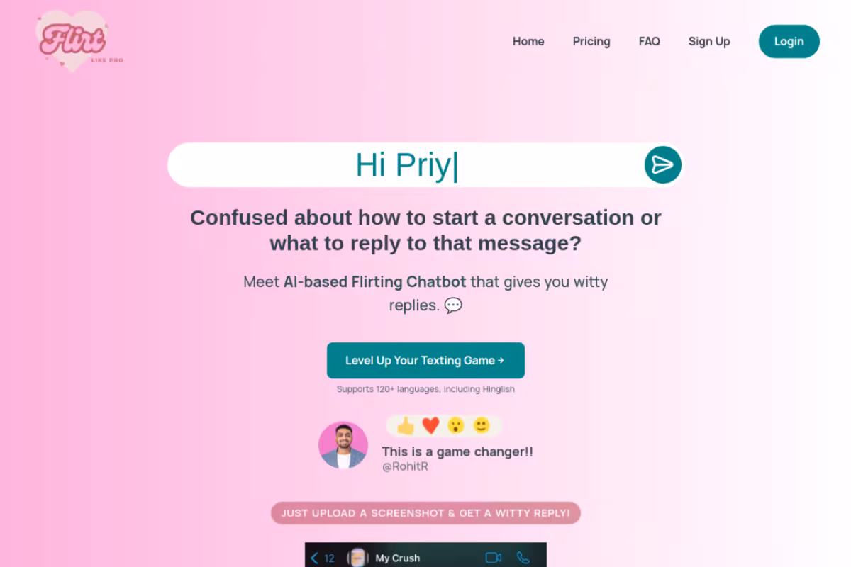 Flirt Like Pro homepage screenshot