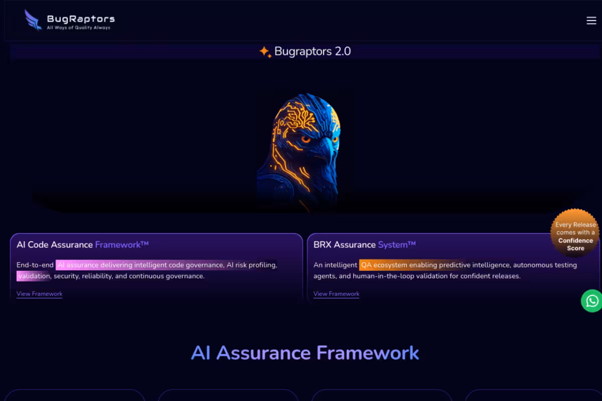 BugRaptors homepage screenshot