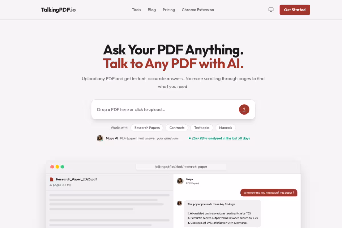 TalkingPDF.io homepage screenshot