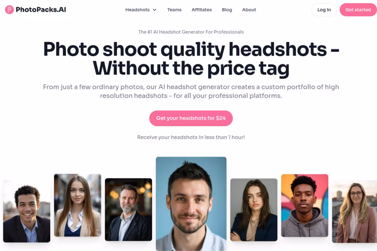 The #1 AI Headshot Generator For Professionals homepage screenshot