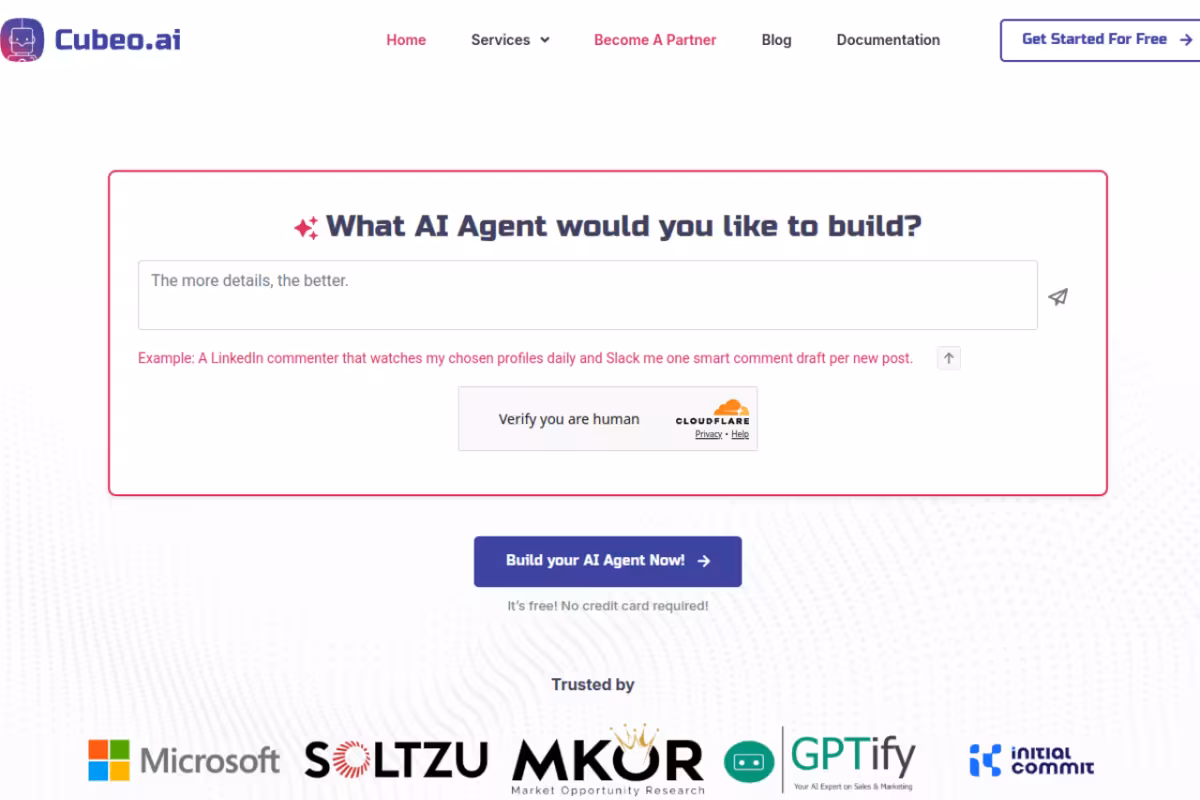 Cubeo. Your AI Assistant For Business Automation homepage screenshot