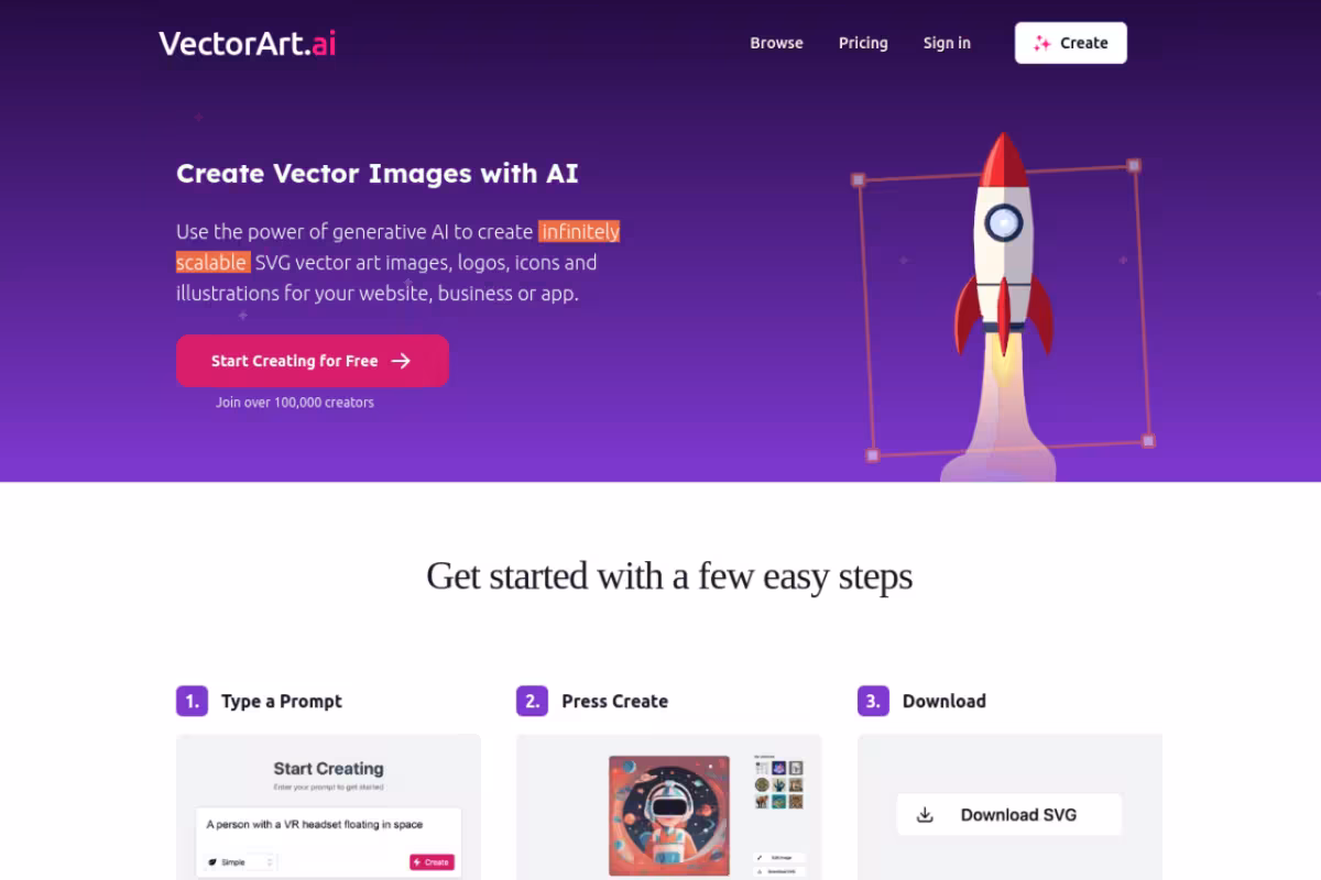VectorArt.ai homepage screenshot