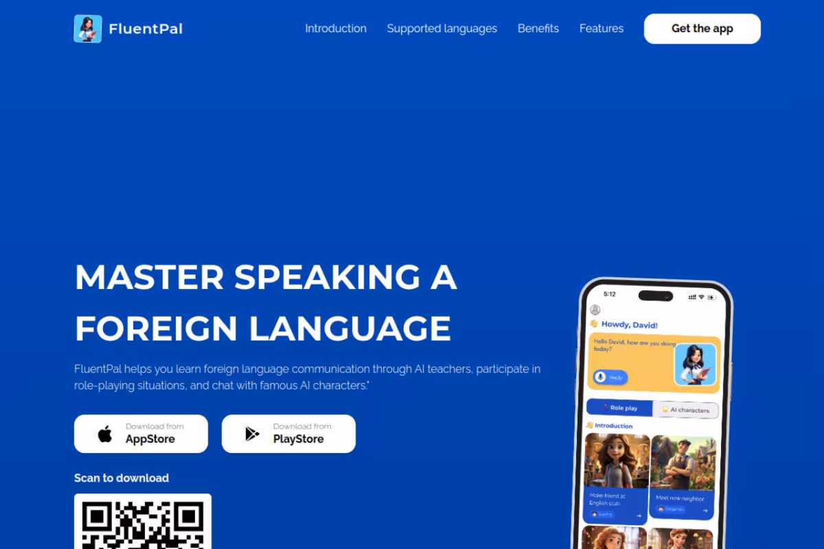 Fluentpal homepage screenshot