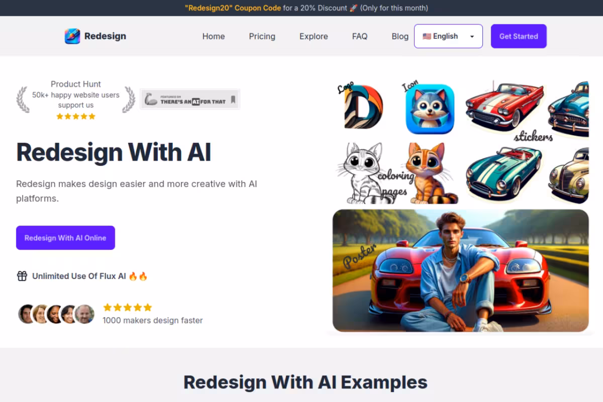 Redesign With AI homepage screenshot