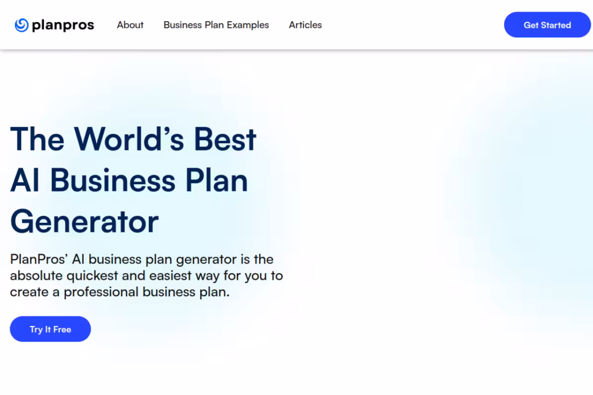 Create Plans in Minutes homepage screenshot