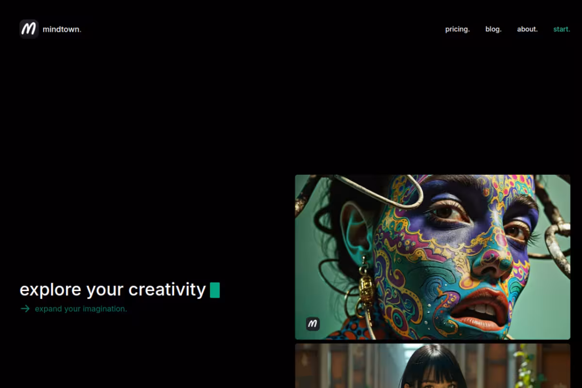 Mindtown.ai homepage screenshot